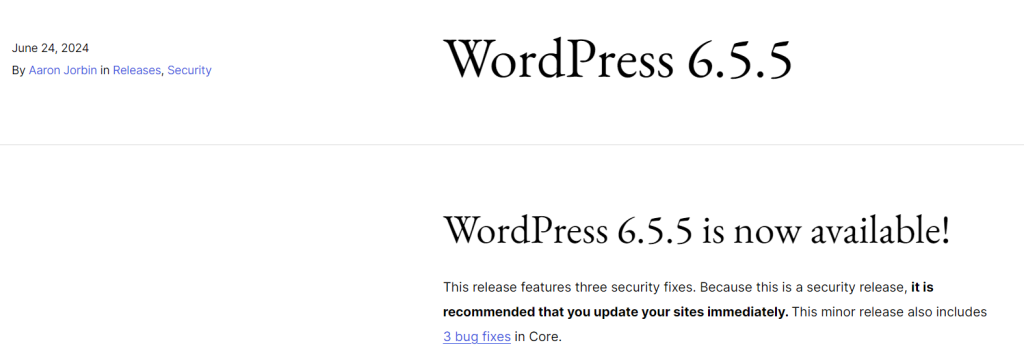 WordPress 6.5.5 Security Update