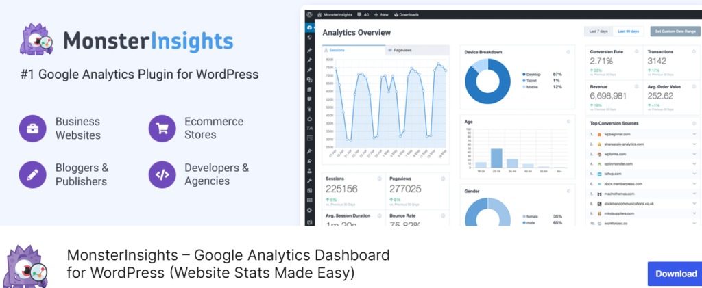 Google Analytics for WordPress by MonsterInsights